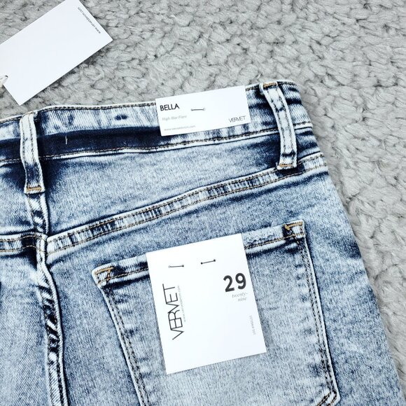 Vervet Bella High Rise Cropped Flare Light Wash Blue Distressed Crop Size 29 - Picture 5 of 8